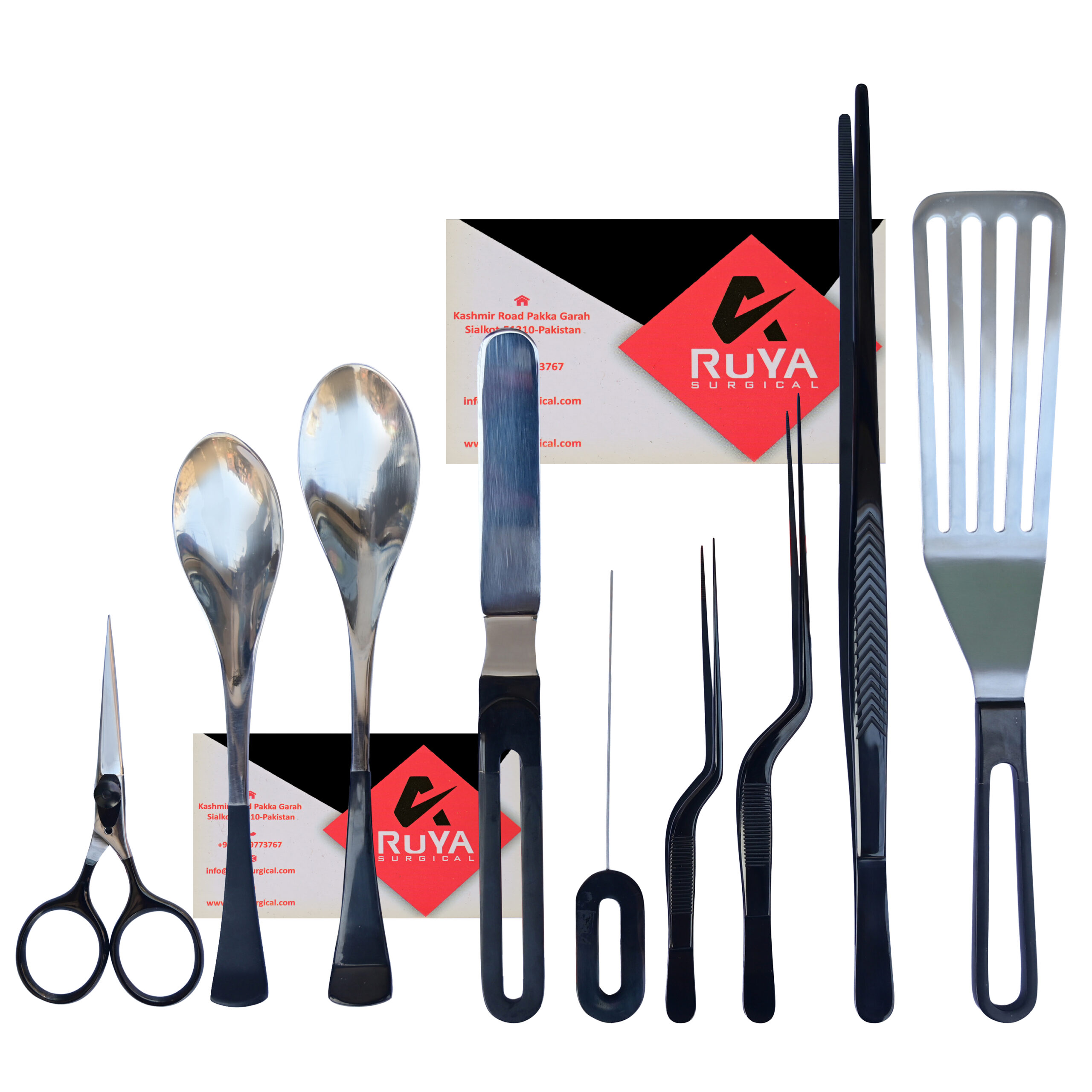 Black Chef Kitchen Culinary Tweezers 9-Piece Set Stainless Steel Offset Tweezer Spatula Scissor - Image 5
